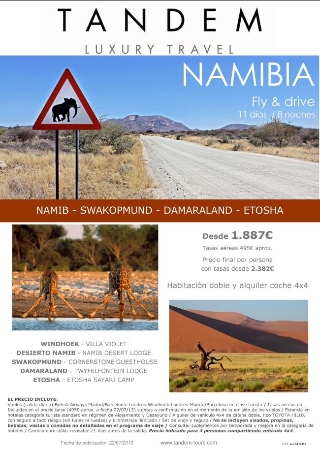 TANDEM - NAMIBIA FLY & DRIVE
