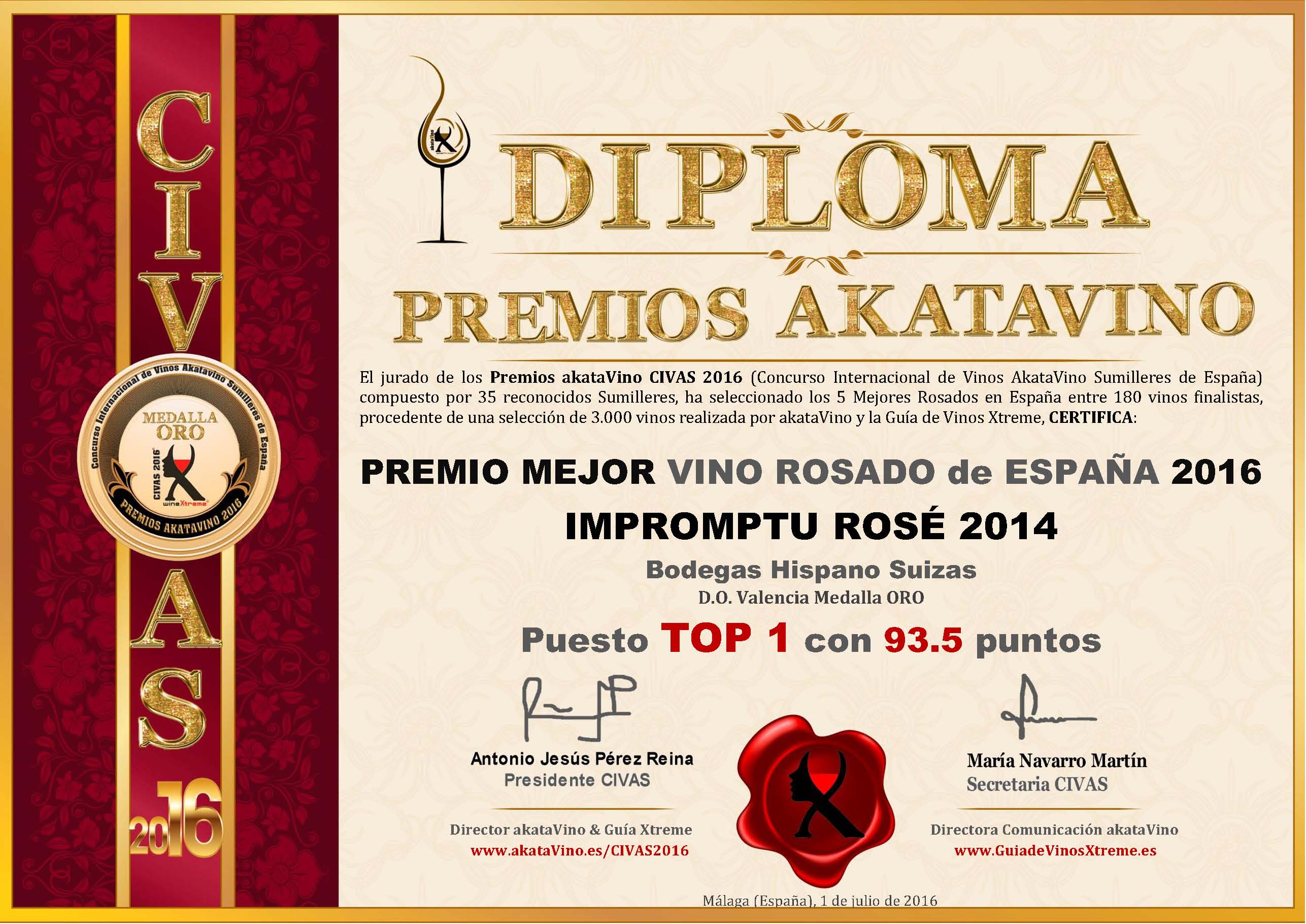 Impromptu rose 2014 TOP 1 Mejor Rosado de España 2016 © Ranking AkataVino (1)
